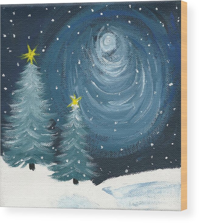 Polar Vortex Wood Print featuring the painting Polar Vortex 2014 by Lynn Babineau
