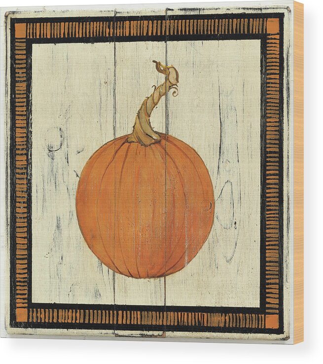 Black Wood Print featuring the painting Polka Dot Pumpkin II by Wild Apple Portfolio