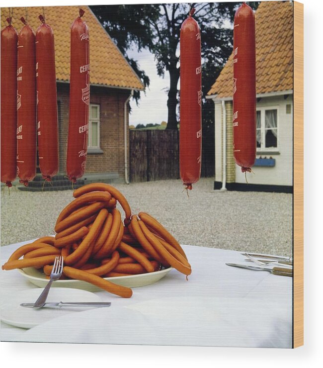 Food Wood Print featuring the photograph Polser Sausages by Horst P. Horst