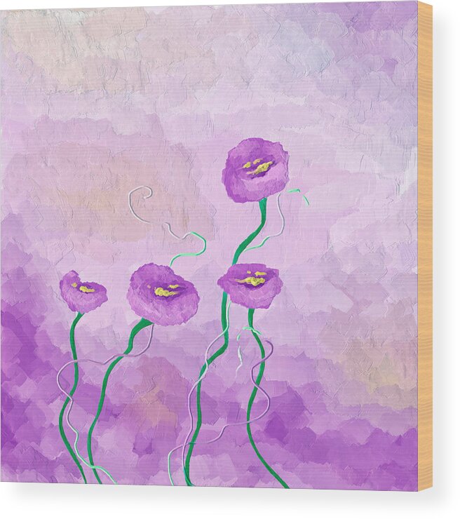 Wildflower Wood Print featuring the painting Pop of Purple by Brenda Bryant