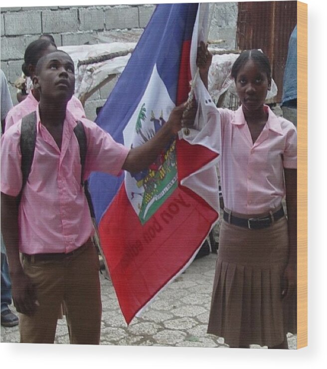 Pour Le Drapeau Pour La Patrie! #haiti Wood Print by Depiw Se Ayisyen Fok  Ou La - Mobile Prints