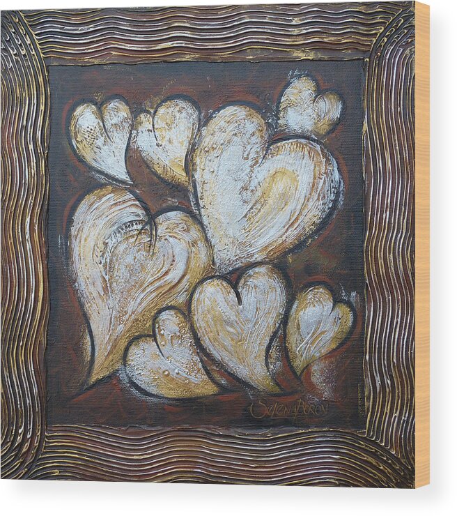 Heart Wood Print featuring the painting Precious Hearts 301110 by Selena Boron