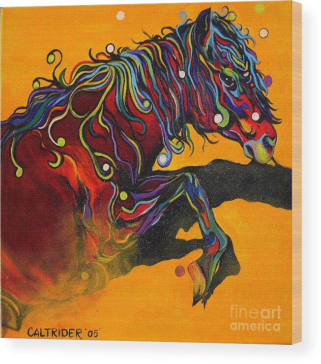 Horse Wood Print featuring the painting Prelude to a Dance by Alison Caltrider