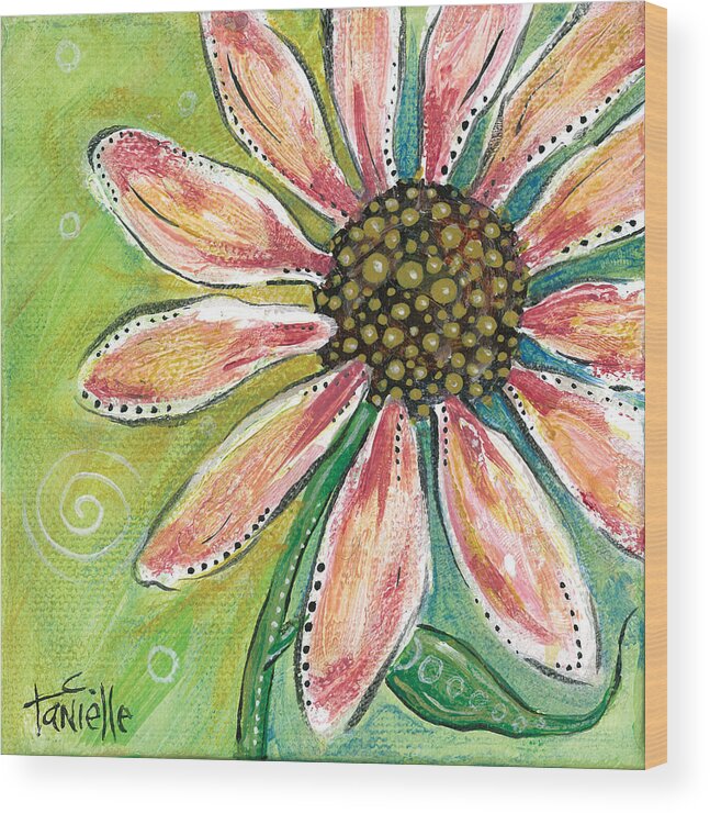 Floral Wood Print featuring the painting Pretty in Pink by Tanielle Childers