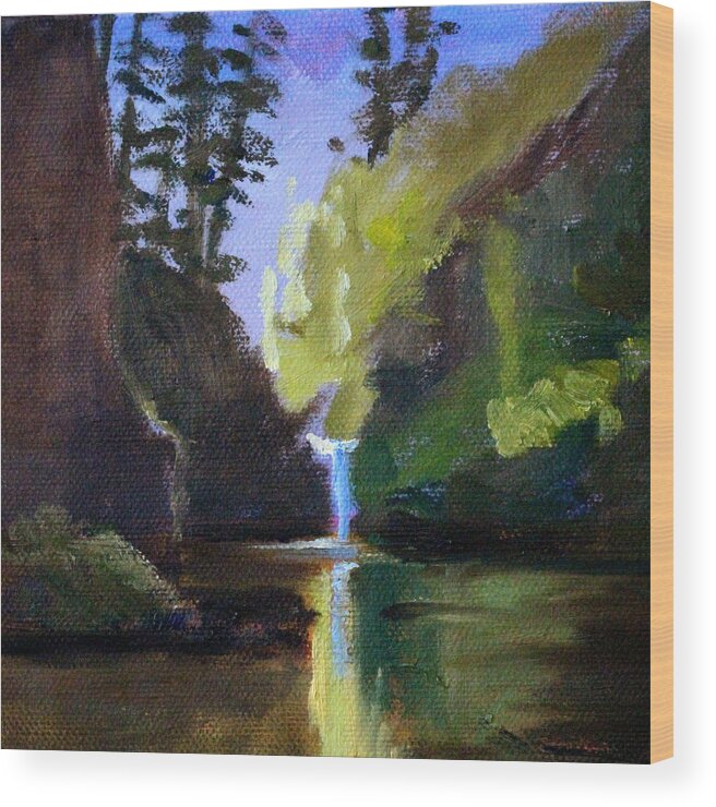Oregon Wood Print featuring the painting Punch Bowl Falls by Nancy Merkle