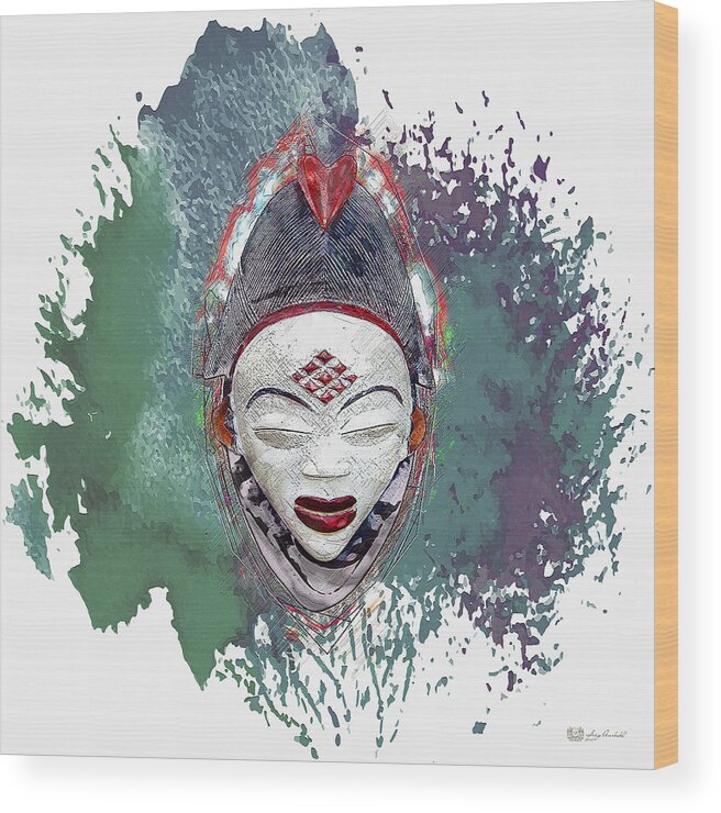 'treasures Of Africa' Collection By Serge Averbukh Wood Print featuring the digital art Punu Mask - Maiden Spirit Mukudji by Serge Averbukh
