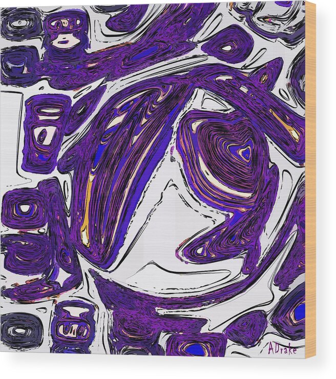 Purple Wood Print featuring the digital art Purple People Eater by Alec Drake