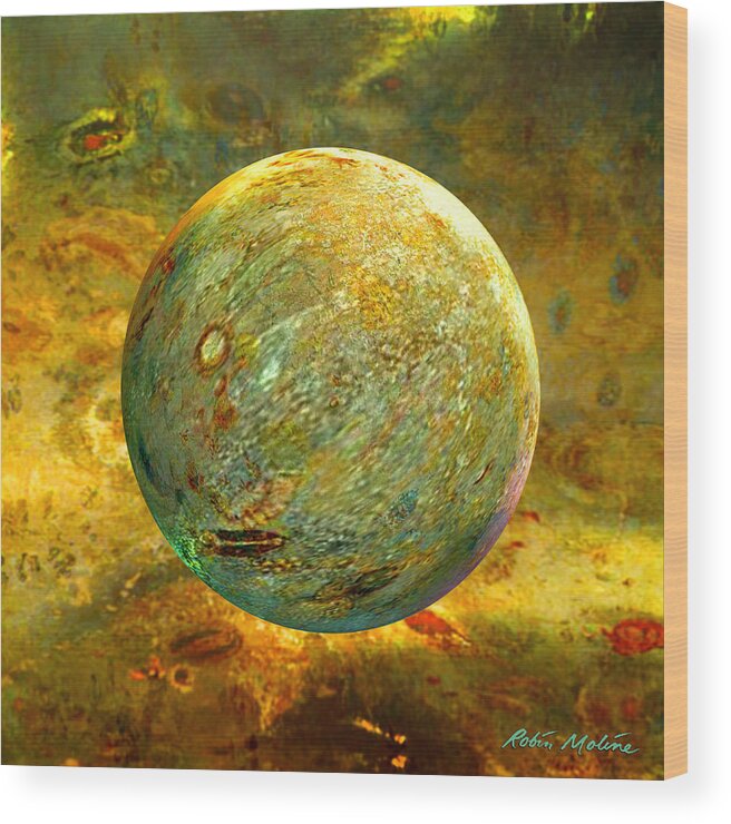 Yellow Wood Print featuring the digital art Quantum Soul...Orb of Light by Robin Moline