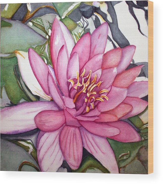 Watercolor Wood Print featuring the painting Queen of the Pond by Christiane Kingsley