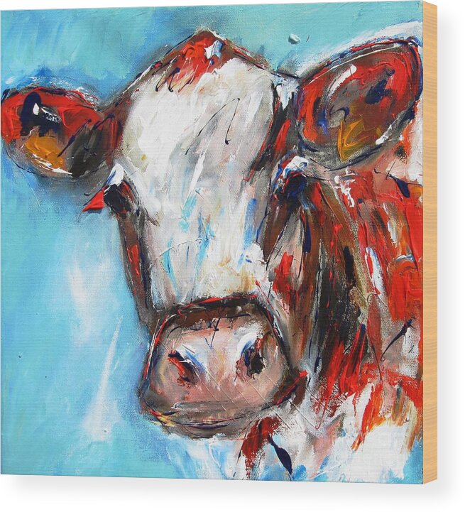 Cow Wood Print featuring the painting Click On Smaller Images Under Large Cow To See Some Of My Paintings And Prints Of Galway by Mary Cahalan Lee - aka PIXI