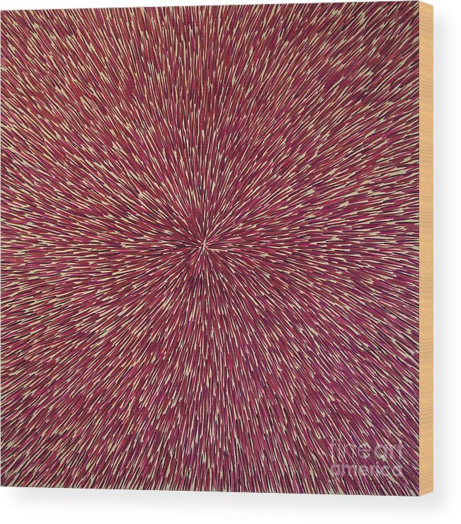 Radiation Wood Print featuring the painting Radiation with Brown Magenta and Violet by Dean Triolo