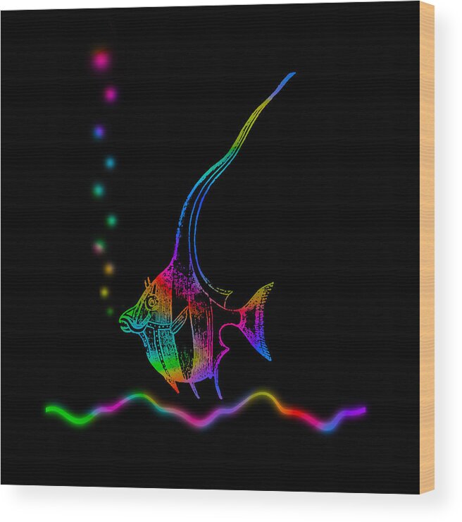 Fish Wood Print featuring the digital art Rainbow Fish - Chaetodon Besantii by David Blank