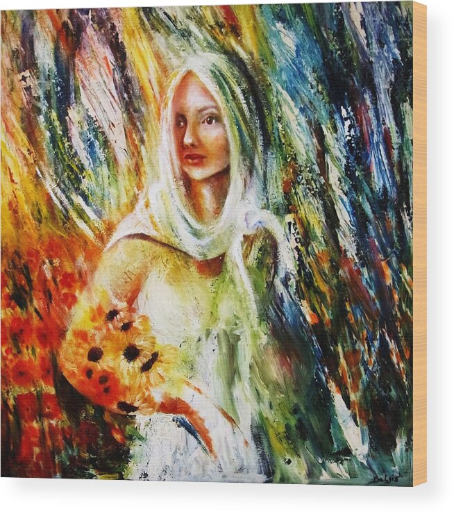 Original Painting Wood Print featuring the painting Ray of Sunshine by Dalgis Edelson