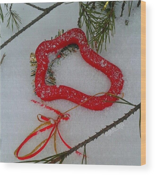 Beautiful Wood Print featuring the photograph #red #bell. #jingle by Angelina Golovina