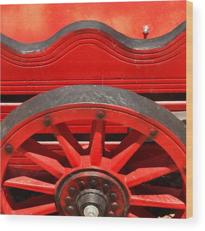 Solvang Wood Print featuring the photograph Red Cart by Art Block Collections