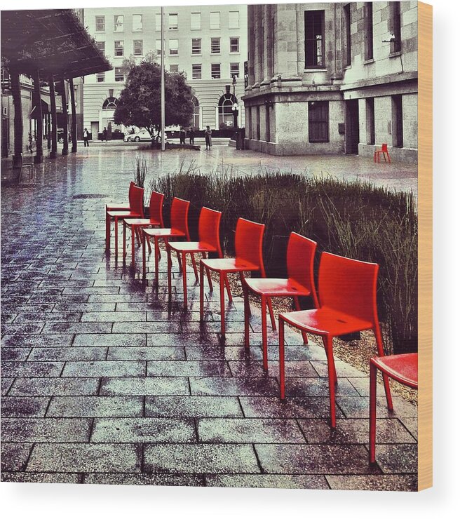  Wood Print featuring the photograph Red Chairs At Mint Plaza by Julie Gebhardt