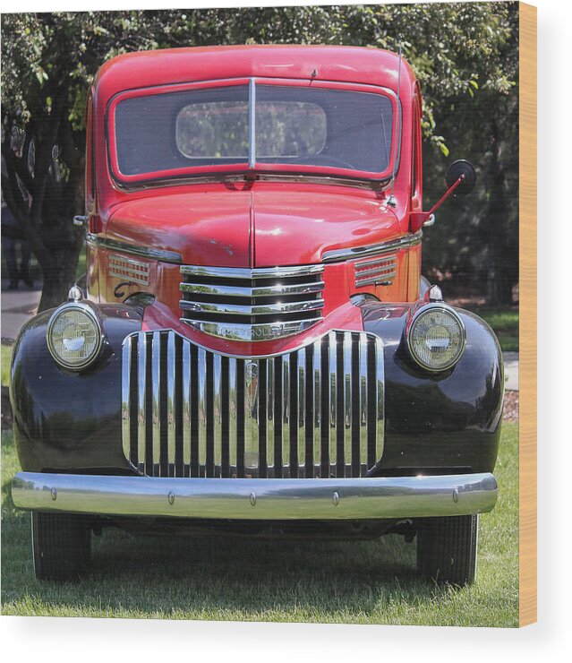 1946 Chevrolet Wood Print featuring the photograph Red Hot 1946 Chevy by E Faithe Lester