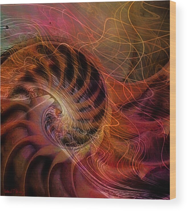 Nautilus Wood Print featuring the digital art Red Nautilus by Barbara Berney