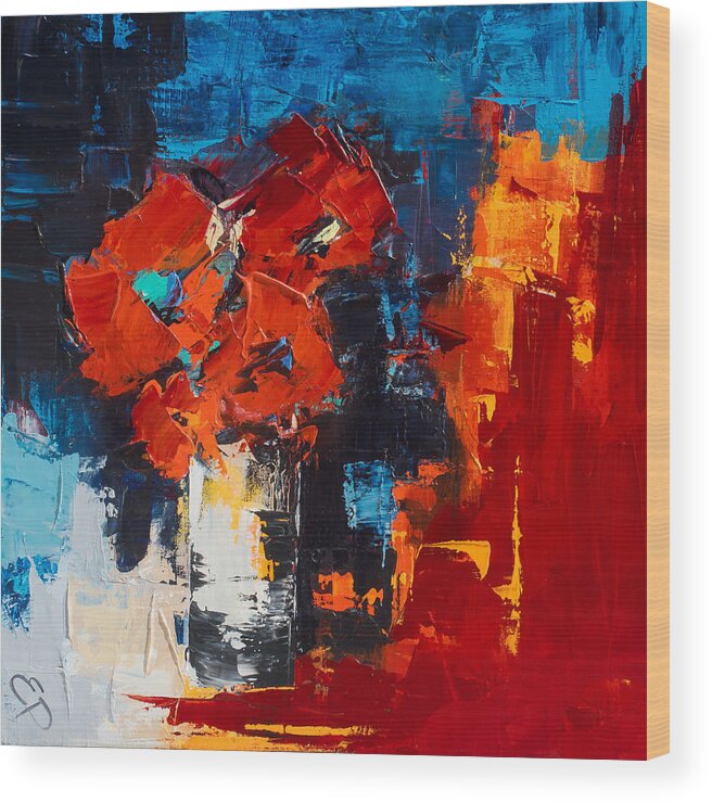 Flowers Wood Print featuring the painting Red Passion by Elise Palmigiani