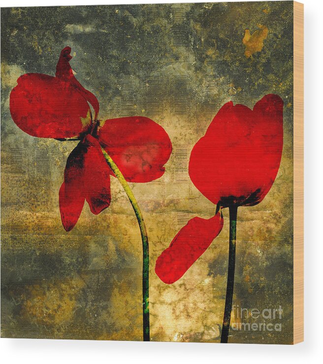 Blossom Wood Print featuring the photograph Red petals by Bernard Jaubert