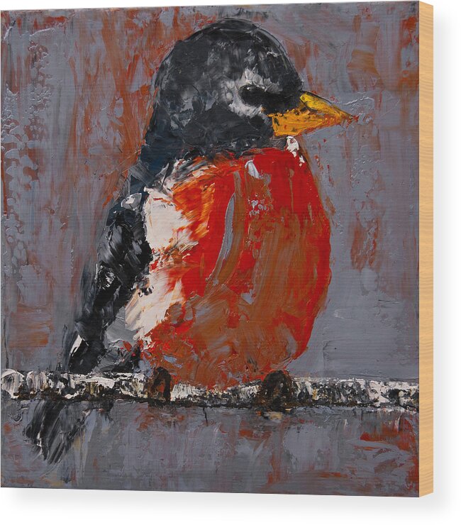 Red Robin Wood Print featuring the painting Red Robin by Jani Freimann