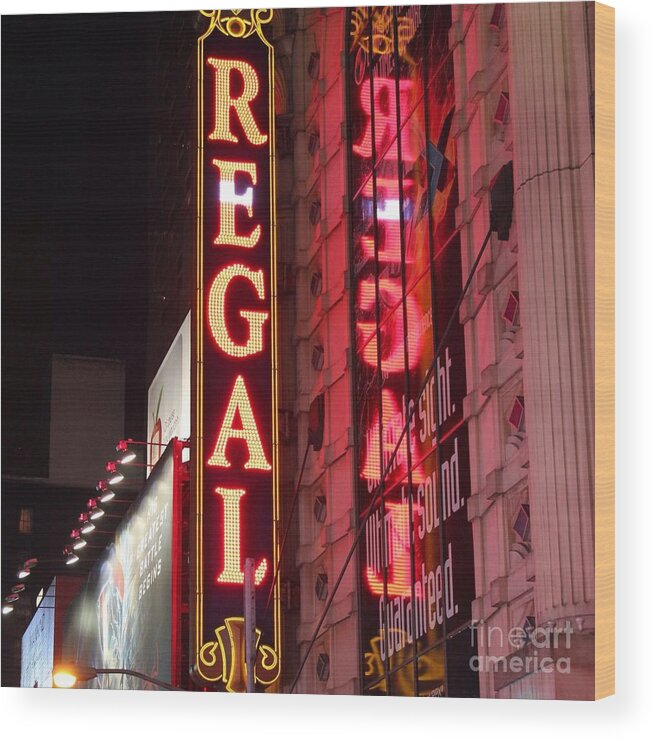 Nyc Wood Print featuring the photograph Regal lights by Deena Withycombe