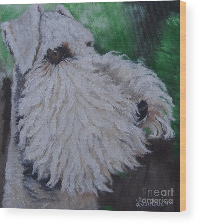 Wire Fox Terrier Wood Print featuring the painting Reggie by Leandria Goodman