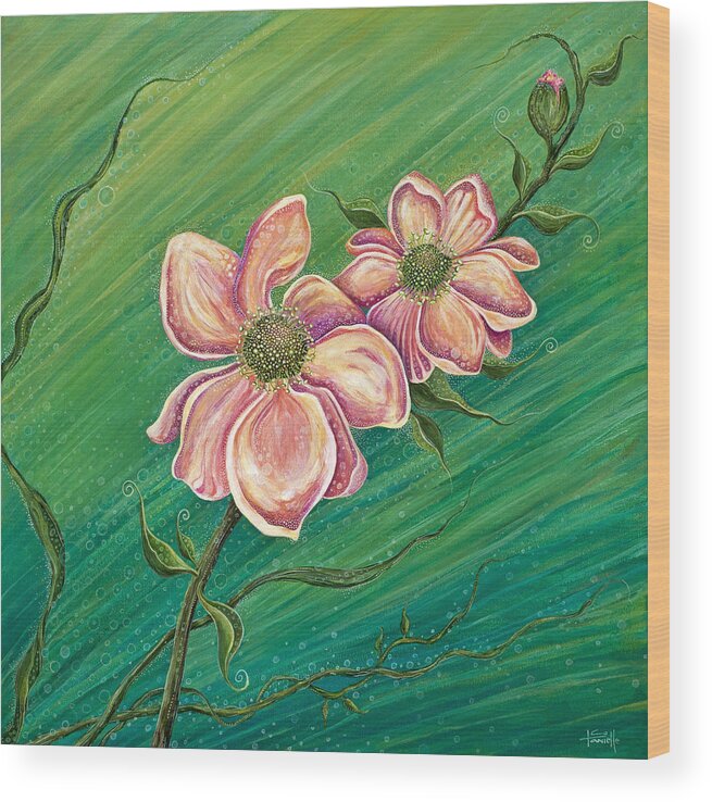 Floral Wood Print featuring the painting Remember My Spirit by Tanielle Childers