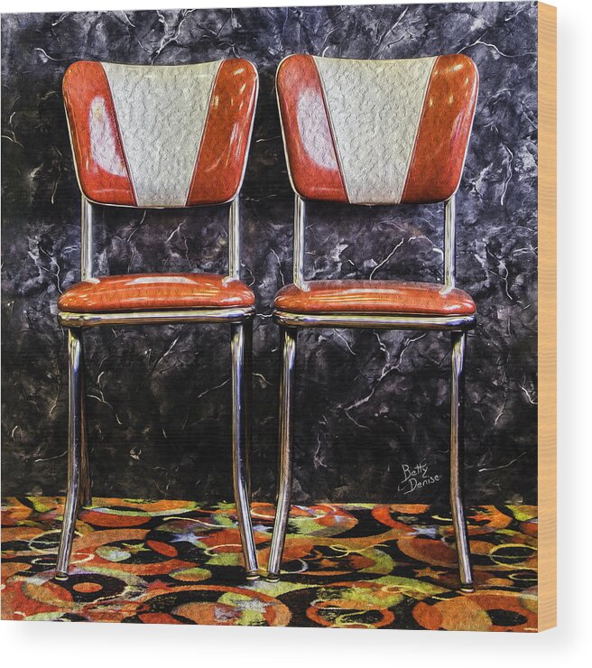 Retro Wood Print featuring the photograph Retro Red Chairs by Betty Denise