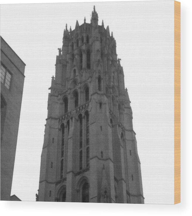 Nyc Wood Print featuring the photograph Riverside Church #nyc #blackandwhite by Christopher M Moll