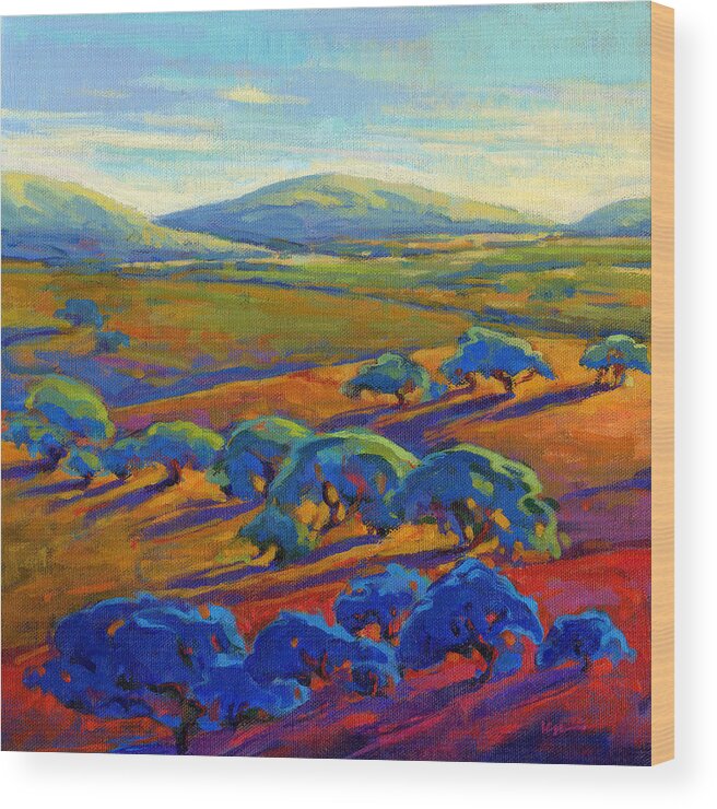 California Wood Print featuring the painting Rolling Hills 2 by Konnie Kim