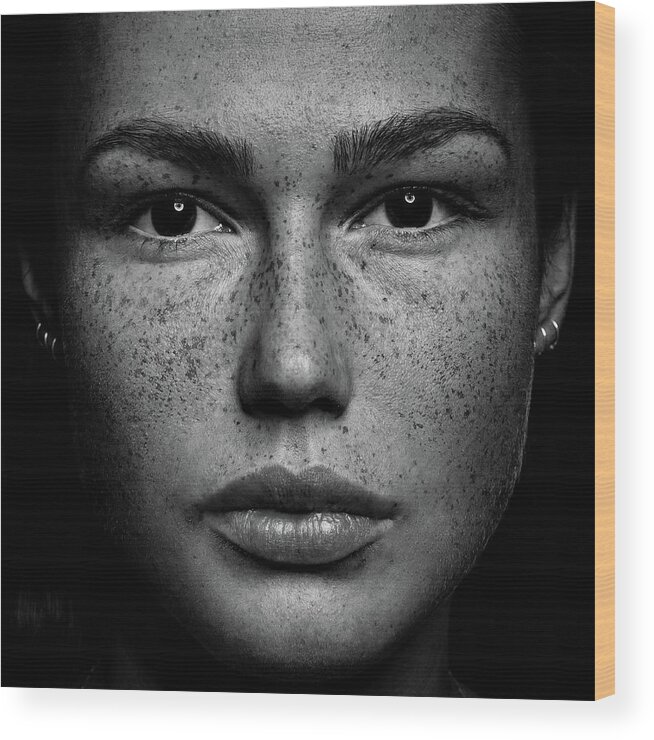 Freckles Wood Print featuring the photograph Romi by 