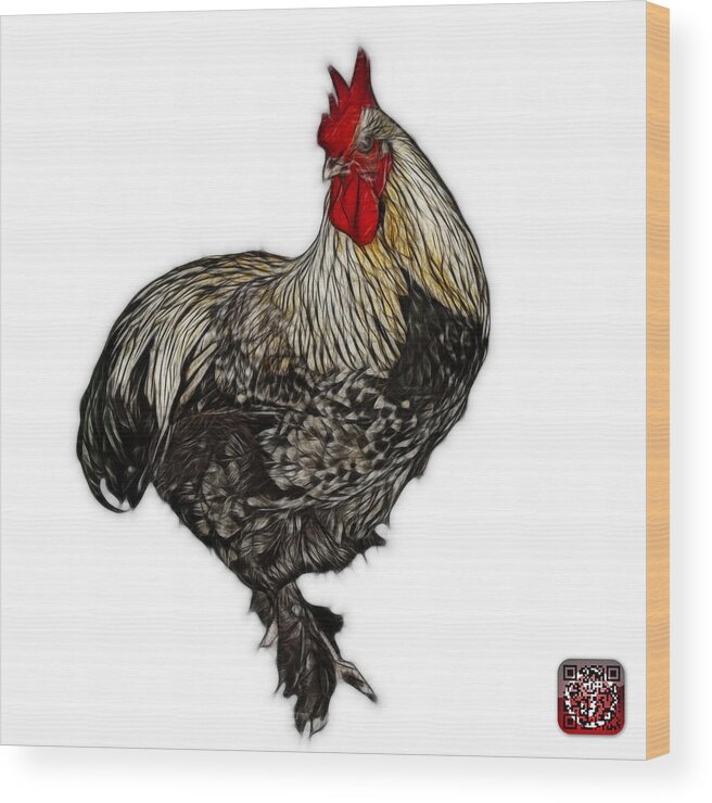 Rooster Wood Print featuring the painting Rooster - 3166 FS by James Ahn