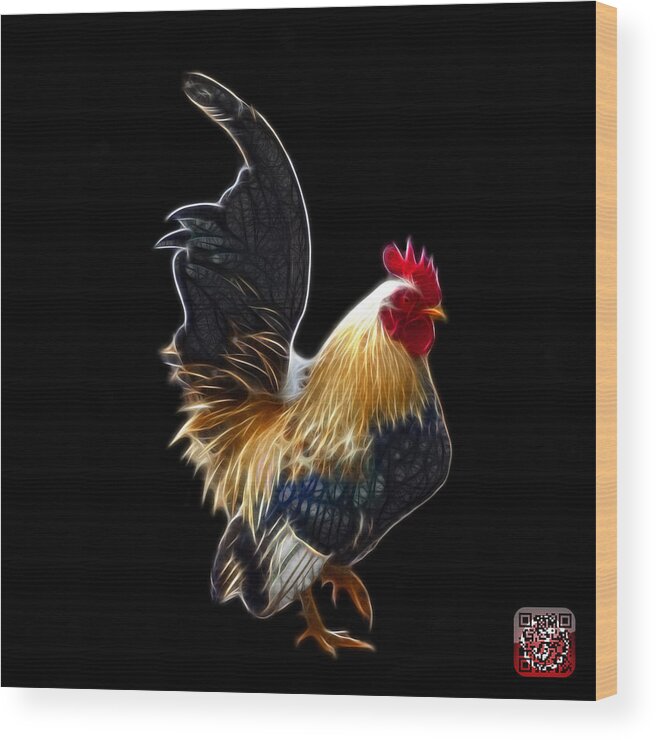 Rooster Wood Print featuring the painting Rooster - 4602 - bb by James Ahn