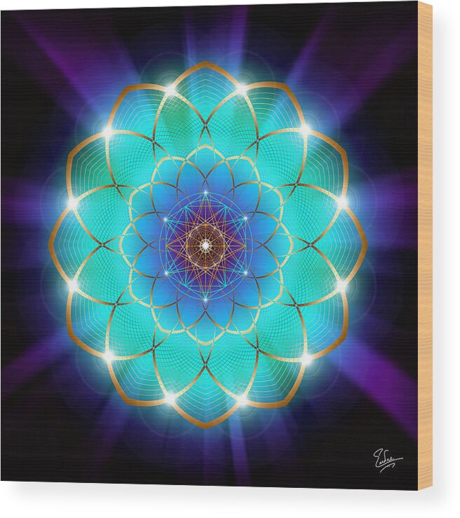 Endre Wood Print featuring the digital art Sacred Geometry 209 by Endre Balogh