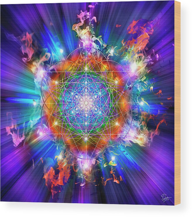 Endre Wood Print featuring the digital art Sacred Geometry 37 by Endre Balogh