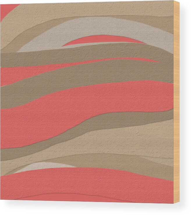 Sunset Abstract Wood Print featuring the painting Sahara Sunset by Bonnie Bruno