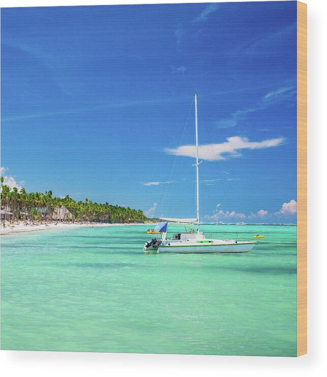 Scenics Wood Print featuring the photograph Sailboat And Caribbean Beach by Danilovi