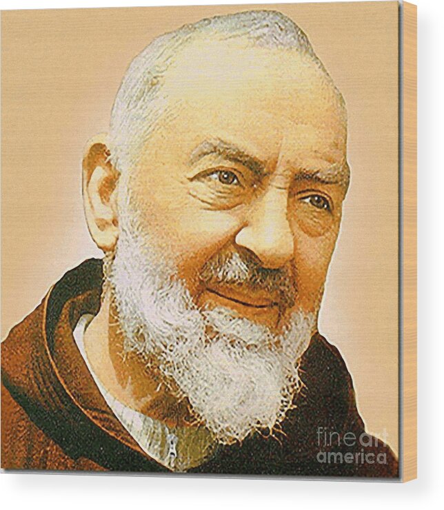 Saint Wood Print featuring the photograph Saint Padre Pio by Archangelus Gallery