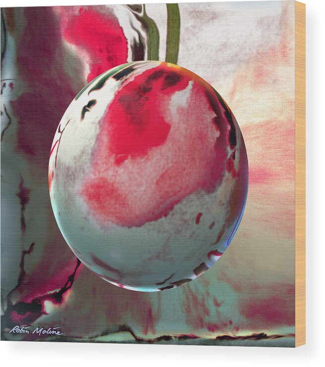 Cherry Blossoms Wood Print featuring the digital art Sakura Sphere by Robin Moline
