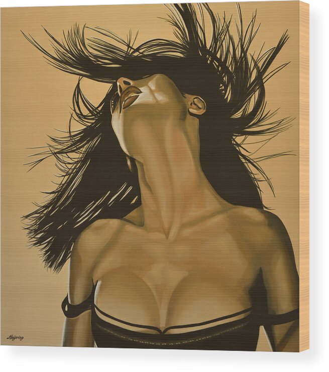 Salma Hayek Wood Print featuring the painting Salma Hayek by Paul Meijering