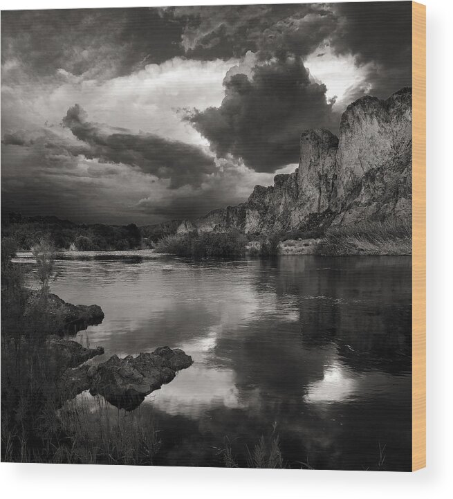 Az Wood Print featuring the photograph Salt River Stormy Black and White by Dave Dilli
