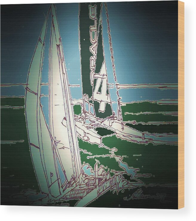 Sailing San Francisco Bay Oracle Races Wood Print featuring the painting San Francisco Races by Andrew Drozdowicz