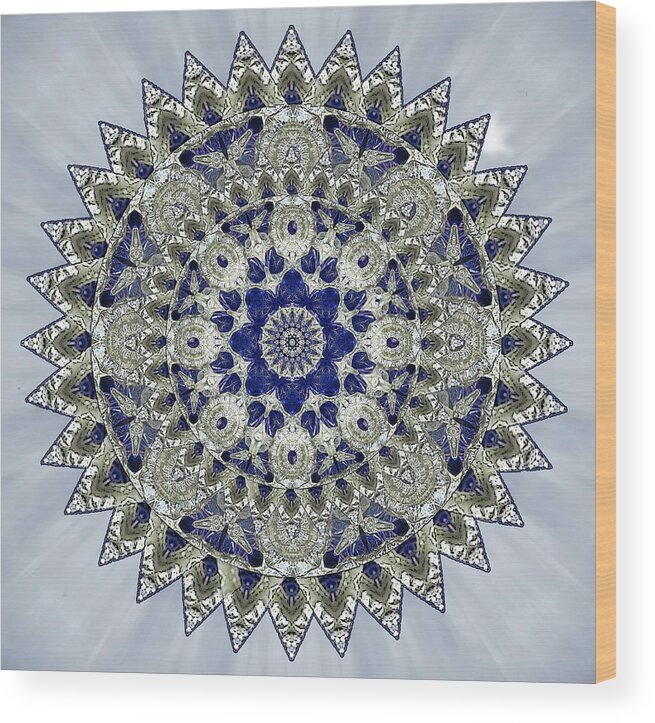 Mandala Wood Print featuring the photograph Sapphire Mandala by Deborah Smith