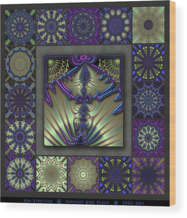 Blue Wood Print featuring the digital art Sapphire Wind Redux by Ann Stretton