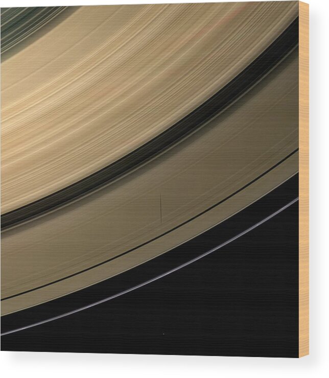Saturn Wood Print featuring the photograph Saturn's Rings At Equinox by Nasa/jpl/space Science Institute/science Photo Library