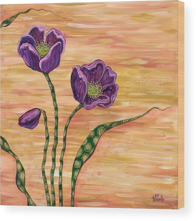 Floral Wood Print featuring the painting Serenity by Tanielle Childers