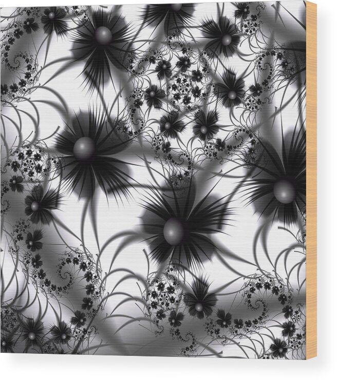 Flowers Wood Print featuring the digital art Shadow Flowers by Kiki Art