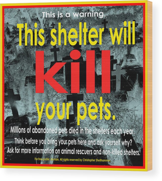 Puppy Wood Print featuring the photograph Shelter will kill your pets by Christopher Shellhammer
