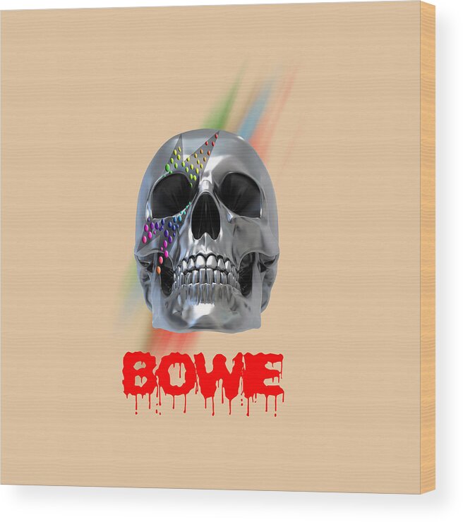 Via De Los Muertos Wood Print featuring the digital art Skull Bowie by Mark Ashkenazi